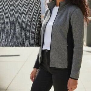 MNY Herringbone Zip Jacket Women's XXL Black Gray Lightweight